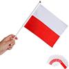 Runesol 12 Polacca Bandiere a Mano su Bastoni 14x21cm, Mini Stick Portatili per Feste, Decorazioni, Polonia, Sport, Epifania