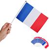 Runesol 12 Confezione di Francese Bandiere a Mano, Stick Bandiera 14x21cm, Mini Bandiere su Bastoni, Bandiere Portatili su Bastoni Feste, Decorazioni, Francia, Sport