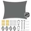 HEYIDAMAI Tenda da sole 2 x 3 m, impermeabile, con occhielli, rettangolare, con set di fissaggio, resistente alle intemperie, traspirante, protezione UV per giardino, terrazza, balcone (grigio-2MX3M)