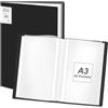 Aurobest A3 Portalistino con 40 Tasche Plastica Trasparenti, Cartella Presentazioni, Display Book per Ufficio, Scuola, Casa, Portalistini per Progetti Opere Arte, Fogli Report, Documenti (Nero)