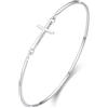 ZIPPICE Bracciale da donna con croce in argento Sterling 925, con croce cristiana, ideale come regalo per fidanzate, donne, ragazze, mamma, 6.00 cm, Argento sterling