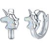 CUOKA MIRACLE Orecchini unicorno Orecchini per ragazze in argento opale 925 Orecchini a cerchio piccoli Orecchini per bambini a cerchio per ragazze e donne