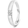MIORE Anello Donna Solitario con Diamante taglio Brillante Ct. 0.13 in Oro Bianco 14 Kt 585, Anello realizzato a mano da maestri Orafi di Valenza PO