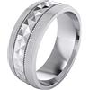 LANDA JEWEL Pesante in argento Sterling 8 mm fascia da matrimonio, con taglio a diamante piramide Patterned anello comfort Fit spazzolato e Argento, 62 (19.7), colore: Silver, cod. HC8-C2-B