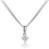 MIORE Collana Donna con Pendente Solitario Diamante in Oro Bianco Massiccio 375 da 9K con Catenina in Argento Sterling 925 Lunga 45cm- Collana con Pendente in Diamante 0.15ct con Custodia Portagioie