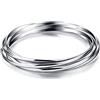 Dankadi Set di 5 Bracciali Sottili in Argento 925 e Oro, Larghezza 3 mm, Piatti e Mezzo Tondi, Diametro 60 65 68 mm, 5 Pezzi, Liscio, Semplice, Classico, per Donna e Madre, Diamètre 65MM, Argento