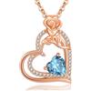 Tusuzik Collana Donna Argento 925 Collana Cuore Fiori Oro Rosa Marzo Birthstone Ciondolo Idee Regalo Gioielli Donna Anniversario Compleanno San Valentino Festa Mamma per Lei Mamma Nonna