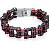 JewelryWe - Bracciale Uomo a Catena Moto Bicicletta Due Toni Grossa Robusta in Acciaio Inossidabile Roccia Stile per Uomo Ragazzi