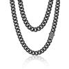 PROSTEEL 12MM 60CM Collana Nero Uomo Catena Cubana Miami, 6/9/12MM Collane Uomo Acciaio Inox, Impermeabile, Regalo Compleanno, 45-76CM, Punk Hiphop