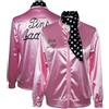 helymore Giacca da donna anni '50 in satin rosa per Halloween, Carnevale, cosplay, costume da mascherata con sciarpa, Colore: rosa., L