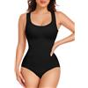 UMIPUBO Body Contenitivo Modellante Donna Intimo Guaina Pancia Shapewear Bodysuit Snellente Shaper Dimagrante Seamless U Collare Spalla Larga con Reggiseno Fajas (Nero, S)