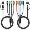 Minlu Cavo di Ricarica Multiplo 4 in 2, Cavo di Ricarica USB C, Multi Cavo USB con Trasferimento Dati Lightning [2 pezzi 1,2 m] Cavo USB A/C con micro/tipo C/Lightning per iPhone, Android, Galaxy