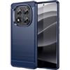 owlhold Cover per Xiaomi Redmi Note 14 Pro 5G/Poco X7 5G Custodia Spazzolata e Fibra di Carbonio Morbido Silicone TPU Slim Fit Case, Antiurto, Antigraffio, Antiscivolo, Protezione Grado Militare Blu