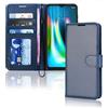 TECHGEAR Custodia in Pelle Moto G9 Play, Cover Libro Protettiva con Slot per Schede, Supporto e Cinturino da Polso - Pelle Sintetica per Motorola Moto G9 Play Cover Portafoglio (Blu)