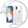 Votvloay Cover Cordino per iPhone X/iPhone XS 5,8 con 2 x Pellicola Protettiva Vetro Temperato,Trasparente Custodia con Laccio Tracolla Corda, Sottile TPU Silicone PC Antiurto Antigraffio Case,Bianco