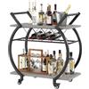 LVB Carrello per bevande su ruote, carrello da bar con portabottiglie da cucina, carrello da caffè da cucina, carrello per liquori industriale in legno e metallo per casa, carrello da portata mobile