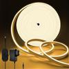 MMEEVT Meevt Striscia LED Neon 10M, 24V Strisce LED Bianco Caldo 3000K Esterno | 120LEDs/m, IP65, Silicone Flessibile, Dimmer Rotativo, Pieghevole a 360°, Luci LED Scale Cucina DIY Interno Esterno