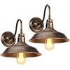 iDEGU 2 Pezzi Applique da Parete Vintage Industriale, 26 cm Lampada da Parete Interni in Metallo Retro E27 Lampada per Sala da Pranzo, Cucina, Soggiorno, Ristorante - Bronzo