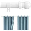 INFLATION Bastoni per Tende estensibili con terminale Tondo, 76-369 cm, Metallo Effetto Acciaio Inossidabile a 1 Canna, Bianco 76-369 cm