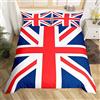 Homemissing Catalonia - Set di Biancheria da Letto Con Bandiera del Regno Unito, Copripiumino e 2 Federe, Motivo Britannico a Righe Geometriche Rosse e Blu