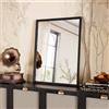 WEER Specchio da Bagno Nero, 40x50 cm Cornice Polimero Specchio da Parete Rettangolare con Effetto Legno, Impermeabile Specchi Decorativo per Bagno Camera Letto Soggiorno, Orizzontale o Verticale