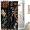 Uiiooazy Tenda Doccia Antimuffa, Tenda da Doccia 150x180cm Nero Bianco Boho Chic Astratta Foglie Verde Tende da Bagno Tessuto Lavabile Impermeabile Poliestere Tende per Vasca da Bagno con 10 Anelli