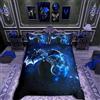 Homemissing Set di biancheria da letto motivo drago galattico, spazio, cielo stellato, giungla, animali, drago, biancheria da letto e lino per ragazzi, bambini, adolescenti, blu, nero, Super King