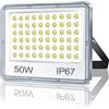 TASINUO Faretto LED da Esterno 50W, Faro LED Esterno Impermeabile IP67, 5000LM 7000K Bianca Fredda Lampade, 60 LEDs Luci per Giardino, Terrazza, Garage