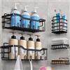 Laimew Mensola Doccia, 5 Pezzi Mensola Doccia Senza Foratura, Mensole Bagno in Acciaio Inox 304, Mensola Bagno Accessori Bagno, Portasapone Doccia Adesiva Portaoggetti Doccia, Nero Mensole Doccia