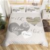 Homemissing Amore Decorazione Copripiumone Morbido Grigio Khaki Coppia Set Copripiumino 230x220cm Microfibra Heart Print Copripiumini, Semplice Polka Dot Amore