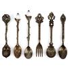 Fdit 6 Pz/set Cucchiaino da caffè vintage intagliato Cucchiaino Retro in lega di zinco Dessert Caffè Stoviglie Cucchiai Posate (Bronzo verde)