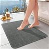 SOLIC Tappeto Bagno Assorbente,Tappetino Bagno in Lino,Antiscivolo Tappetini da Bagno con Fondo in Gomma,Tappetino da Doccia per Cucina,Baignoire (Grigio Scuro, 60x150cm)