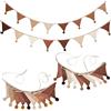 Jisrcha Bandierine Colorate, Jisrcha 2 Pezzi Bandierine Compleanno, 2,6 M Tessuto Catena Bunting, Festoni Compleanno Bambino per Matrimonio Compleanno Decorazione Festa Casa Decorazione (Marrone)