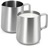 com-four® 2x lattiera acciaio inox 380 ml - brocca stabile con manico - bricco per montare latte, panna & creme - resistente & lavabile in lavastoviglie (2x argento - 380 ml)