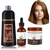 O'RMEAS Tintura per capelli da caffè, 500 ml, shampoo colorante + 50 ml di olio di batana + maschera da 300 g, shampoo anti-grigio, set unisex per la cura dei capelli