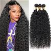 Weeybay Curly Wave Human Hair Bundles Capelli Veri Tessitura Capelli Naturali Umani Donna Human Hair Extensions Double Weft Weave 50g/Piece Natural Black #1B Color 30 32 34 Inch