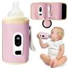 Colexy Scaldabiberon Portatile con LCD Scaldo, Scalda Biberon Neonato con 5 Temperature Riscaldamento Rapido Scaldabiberon, Piccolo e Leggero, Scaldabiberon per Viaggi, All'aperto, Aereo (Rosa)