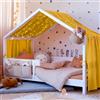 Vicloon Tenda Letto Bambini 100% Cotone, Tenda Letto Montessori per Letto Bambini, Baldacchini in Tessuto, Tenda da Letto per la casa in Mussola, 135 x 360 cm, Curcuma