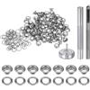 QUARKZMAN Kit di 100pz Strumento Occhielli 4mm Set Occhielli in Rame con Perforatore Fori Vuoti, Strumenti per Occhielli per Abbigliamento in Pelle Tessuto, Tono Argento