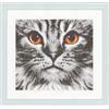 Vervaco Kit Punto Croce Contato Primo piano del gatto Decorativi Per Pareti 23 x 21 cm Set Fai Da Te Creativo Adulti Ricamo Casa Decor Arte Da Parete Kit Per Hobby Cross Stitch
