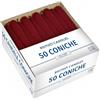Cereria Di Giorgio - 50 Candele Coniche - Diametro 2,2 cm Altezza 25 cm - Colore Bordeaux - Durata 7 ore - Standard per candelabro