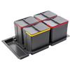 GTV AXISPACE - Sistema di raccolta differenziata dei rifiuti, 4 x 15 l, per cassetto da 900 mm, inserto con grafene, antibatterico, antracite, antiplame, scatole riciclate compatibili con Modern Box