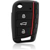 Chaexii Cover in silicone a 3 pulsanti per chiave VW Golf 7 Mk7 Polo MK6 Touran Tiguan Tarraco Seat Leon Ibiza Skoda Octavia Superb, custodia protettiva per chiave auto