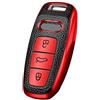 HIBEYO Custodia per Chiave Auto, Adatta per Audi 2019 2020 2021 A6 A6L A7 E-Tron A8 Q8 TPU Silicone Texture Smart Keyless Entry 3 Tasti (Pelle Rossa)