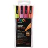 Faber-Castell POSCA 186505 - Pennarello POSCA con punta rotonda fine, set da 4, colori caldi glitterati