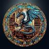CHARMIBLE Puzzle da 1000 pezzi, per adulti, puzzle classici, rotondi, biblioteche, drago, 67,5 x 67,5 cm, Jigsaw per adulti, carta di carta blu, irregolare, unici, 1000 puzzle per amici di famiglia