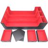 docsmagic.de Premium 3-Row Trading Card Storage Box Black/Red + Trays & Divider - MTG PKM YGO - Scatola di Immagazzinaggio Nero/Rosso