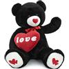MorisMos 130cm Orso Peluche Gigante con Love, XXL Nero Orsacchiotto Peluche Grande Kawaii Orsetto Pupazzo Teddy Bear Regalo per Bambino Fidanzata Lei Lui Compleanno Decorazioni