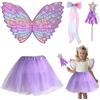 CERCTLA Viola Costume Fatina, Costume Farfalla Bambina, Vestito Principessa Farfalla Fata, Butterfly Wings Costume Cosplay Fornitura per Halloween Carnevale per Ragazze