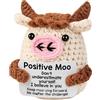 MLZTINGR Yamobi Fatti a mano con crocheted Positive Cows - Mini Funny Positive Crocheted Cow Gifts, Emotional Inspirational Support Gift for Women, Men Colleagues, and Friends
